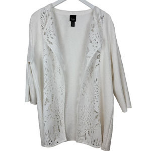 Chico's Travelers White Crinkle Open Longline Jacket Chico's Size 3; XL (16)